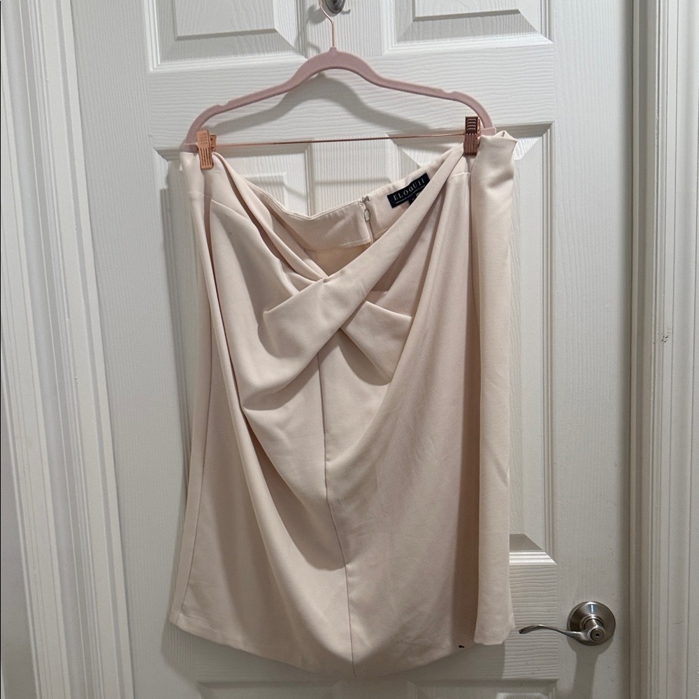 Eloquii Cream Draped Midi Skirt